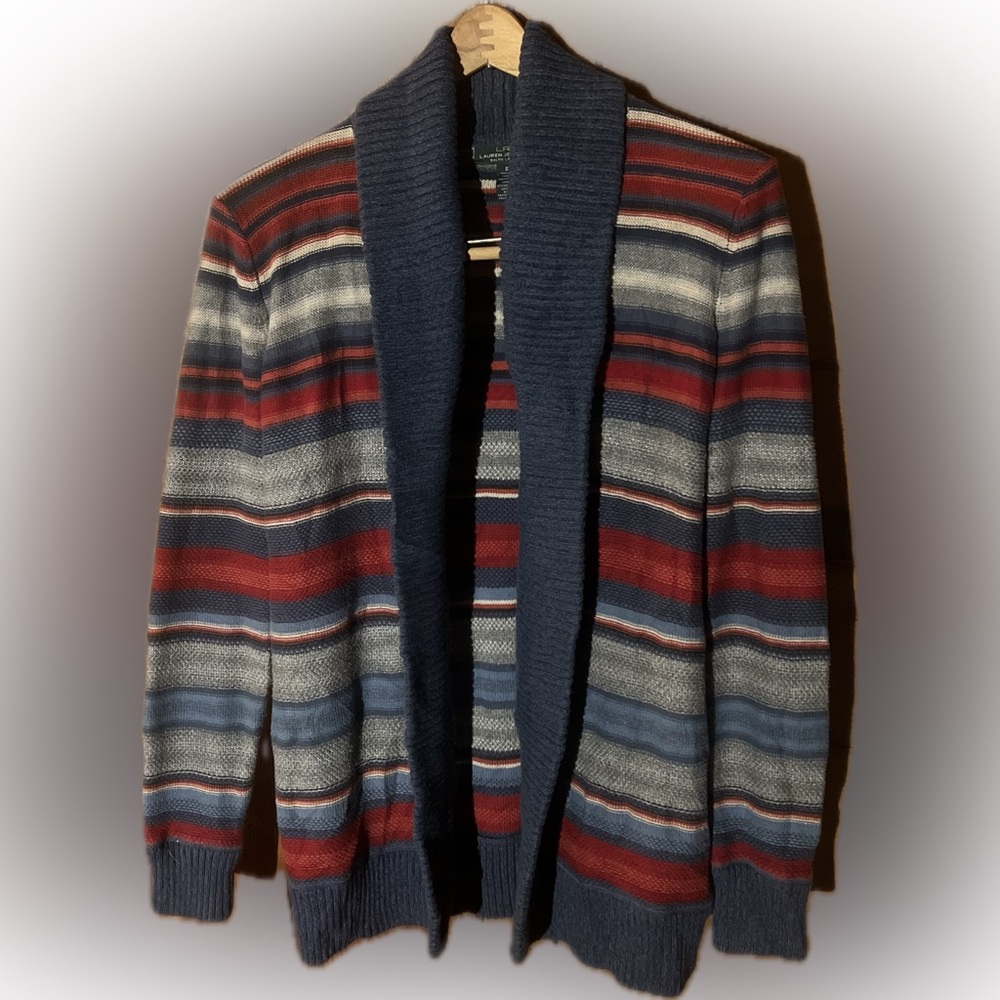 Striped Unisex Sweater with Shawl Collar